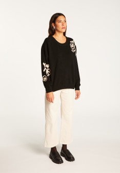 Embroidery sweater in wool and cashmere - Rachel