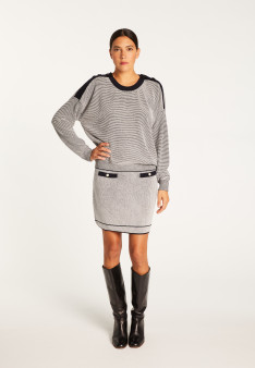 Wool and velvet sweater with shoulder buttons - Rochelle