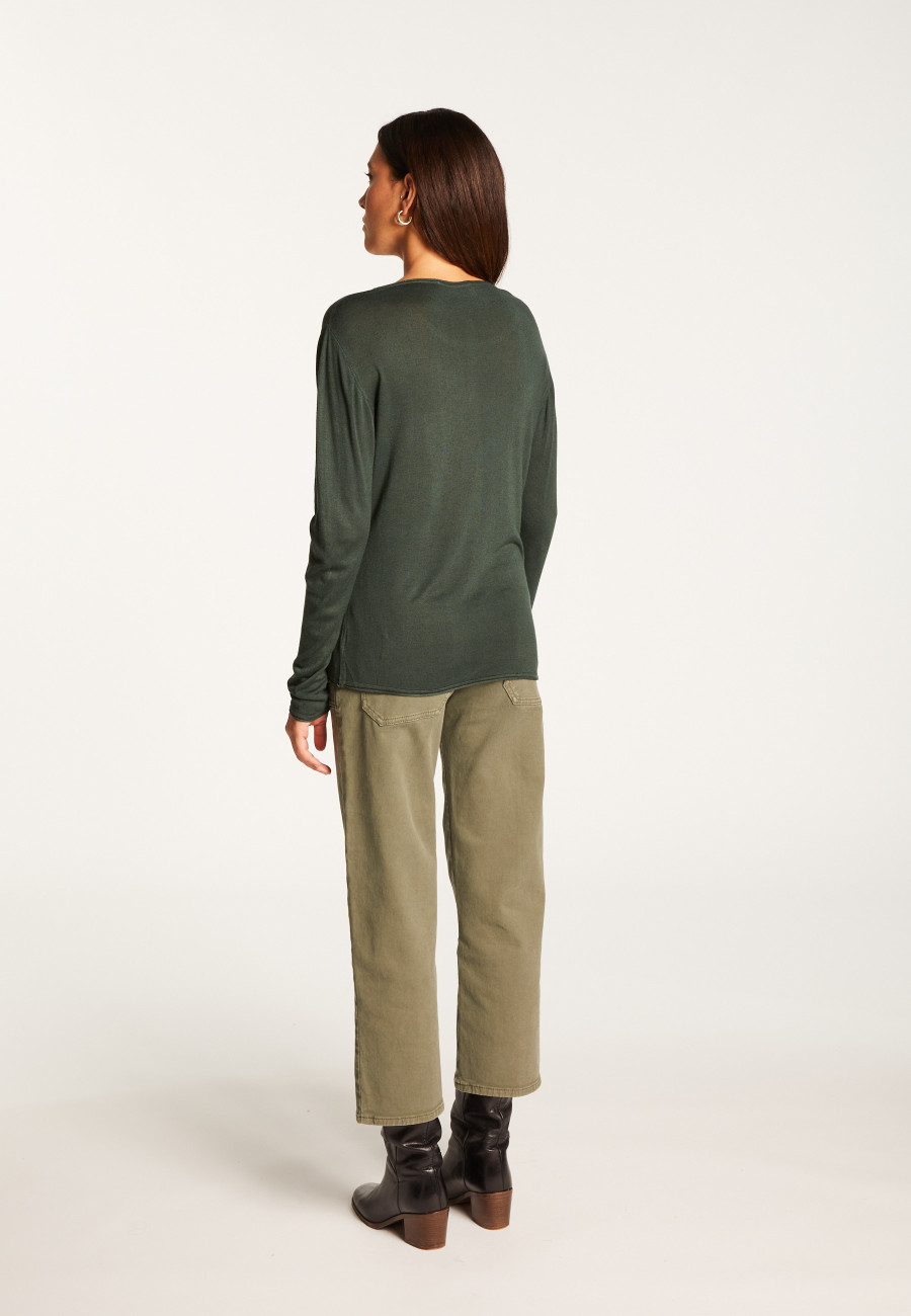 Round neck T-shirt in bamboo cashmere fiber - Aemilia