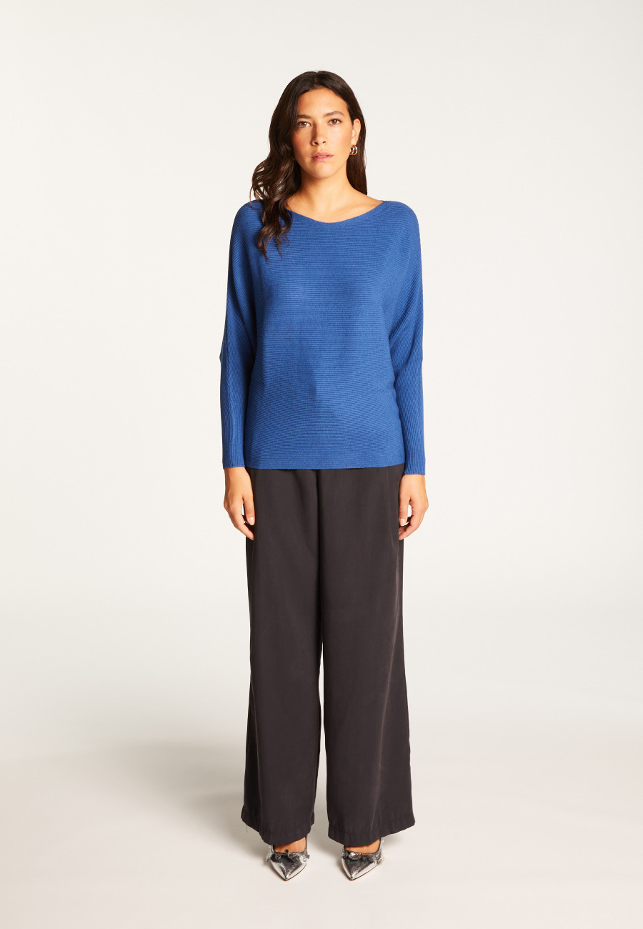 Round neck sweater in technical wool - Ruby