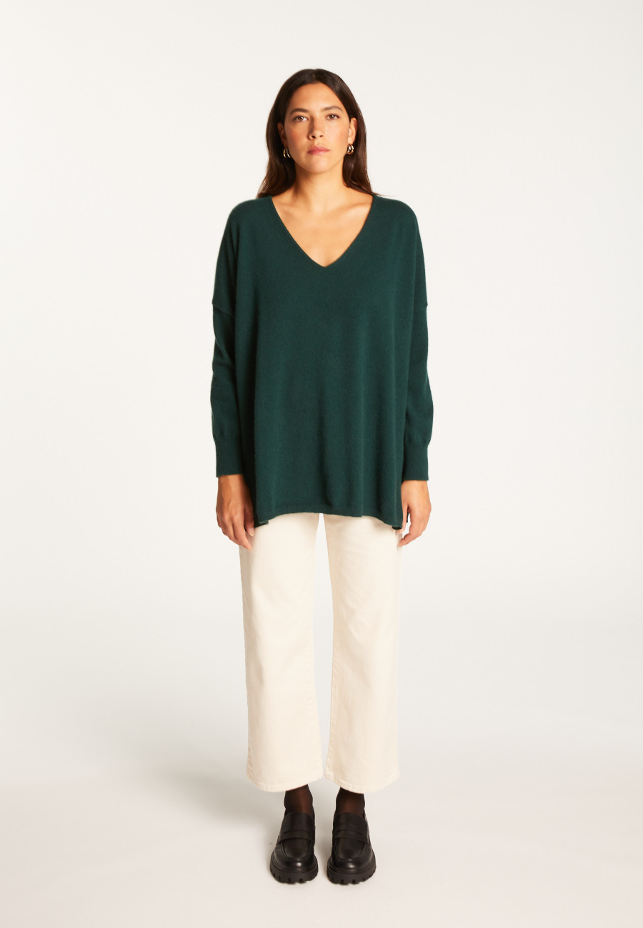 Oversized V-neck sweater in cashmere - Apolline