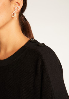 Wool and velvet sweater with shoulder buttons - Rochelle