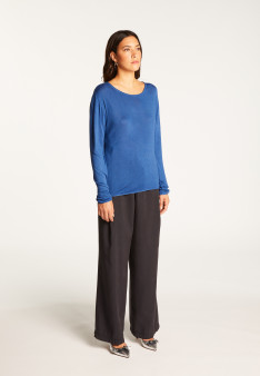 Round neck T-shirt in bamboo cashmere fiber - Aemilia