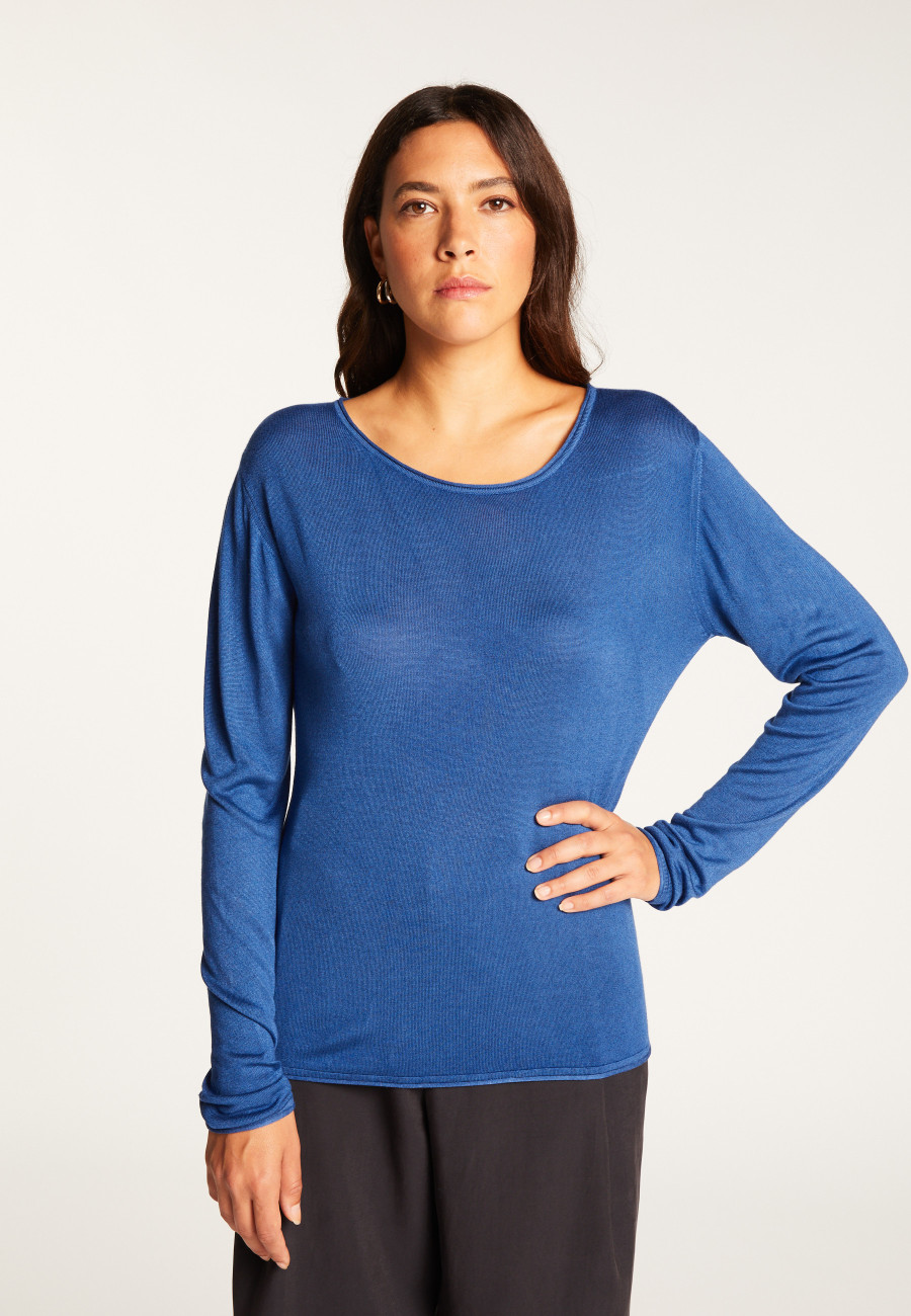 Round neck T-shirt in bamboo cashmere fiber - Aemilia