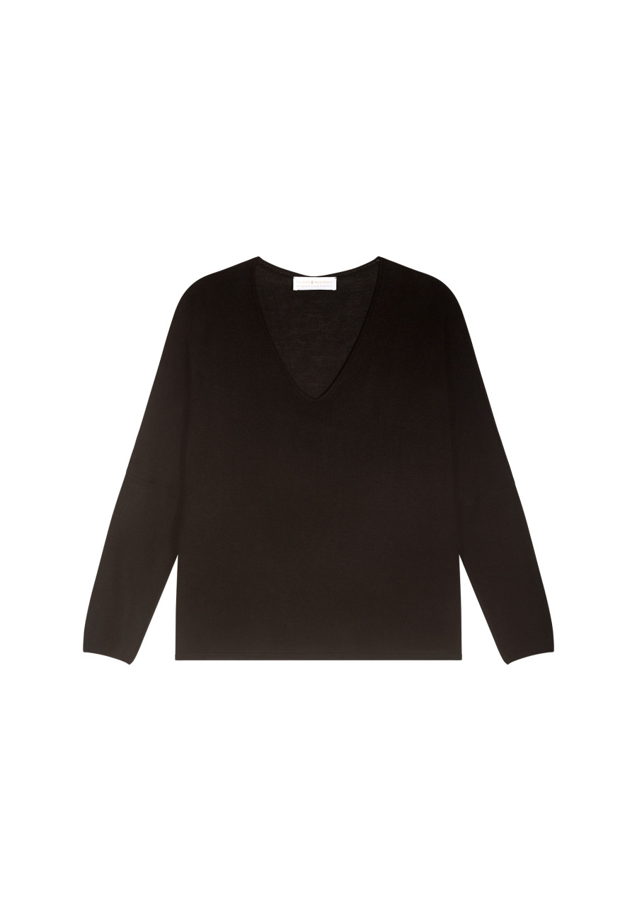 Oversized V-neck T-shirt in bamboo cashmere fiber - Rica