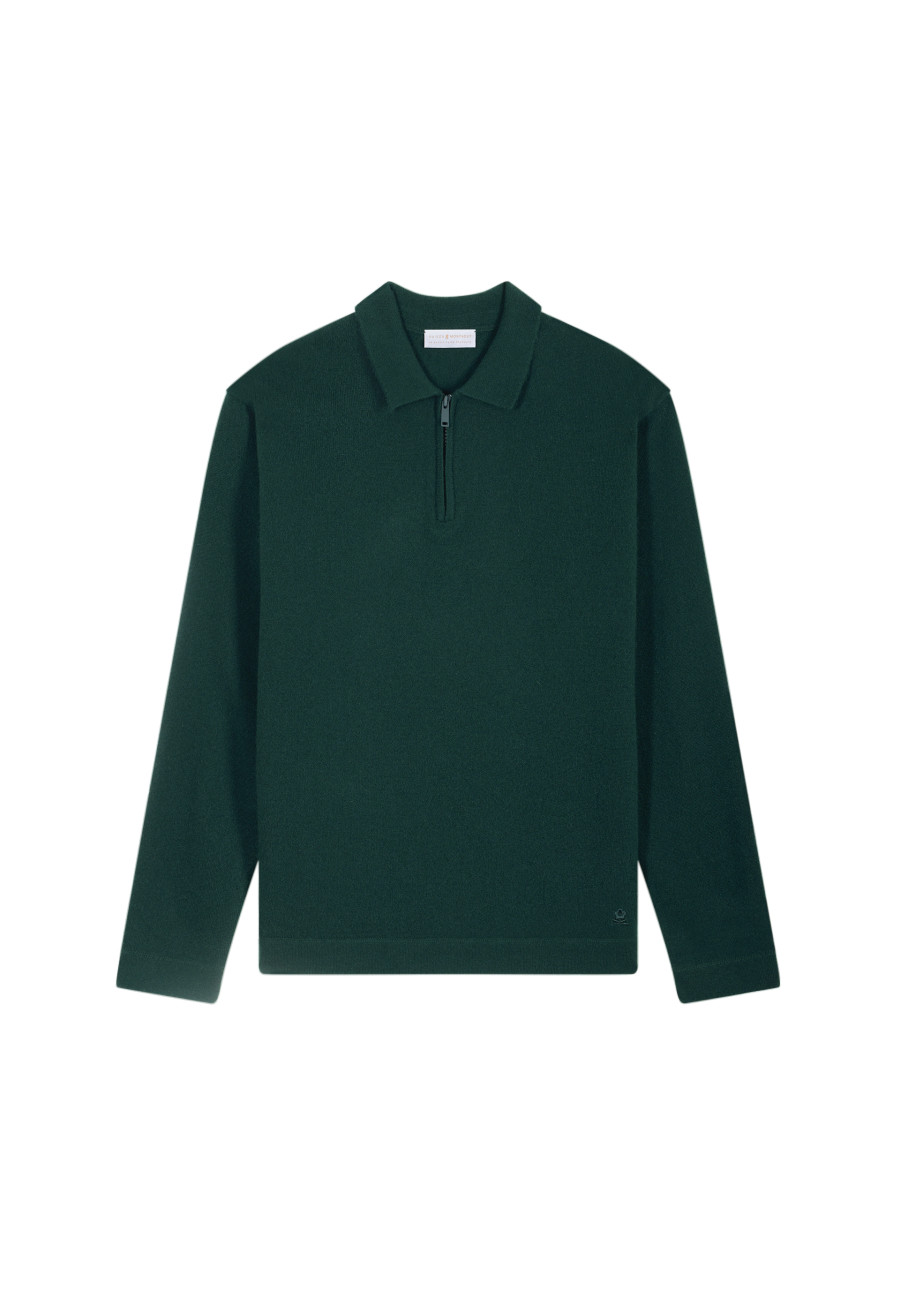 Cashmere Zip-Up Polo Shirt - Taylor