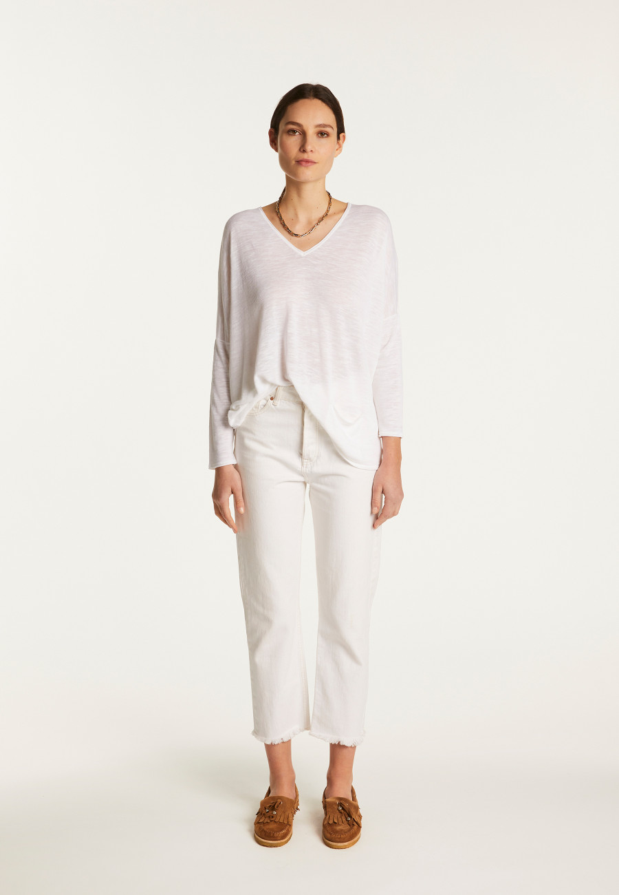 Batwing sleeve sweater in slub linen - Balou