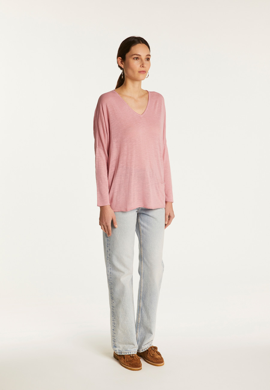 Batwing sleeve sweater in slub linen - Balou