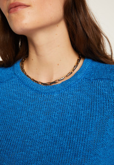 Pull col rond en coton et lin - Nicky