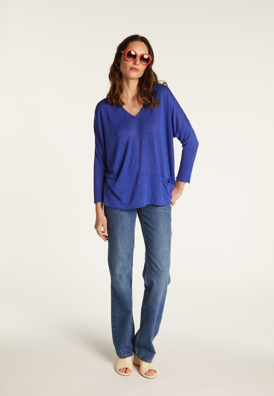 Batwing sleeve sweater in slub linen - Balou Batwing sleeve sweater in slub linen - Balou