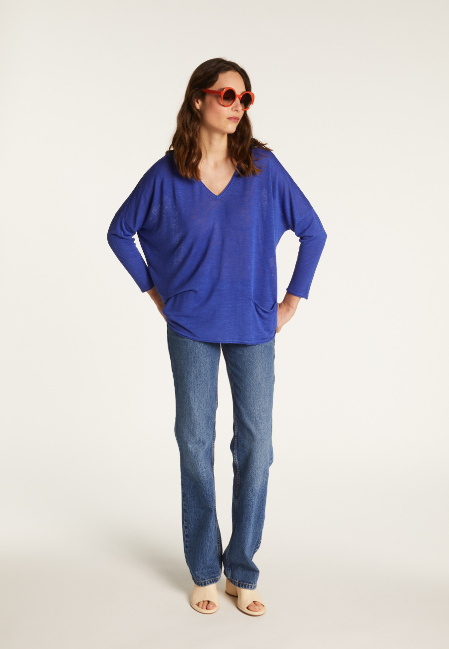 Batwing sleeve sweater in slub linen - Balou Batwing sleeve sweater in slub linen - Balou