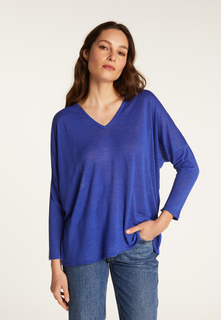 Batwing sleeve sweater in slub linen - Balou Batwing sleeve sweater in slub linen - Balou