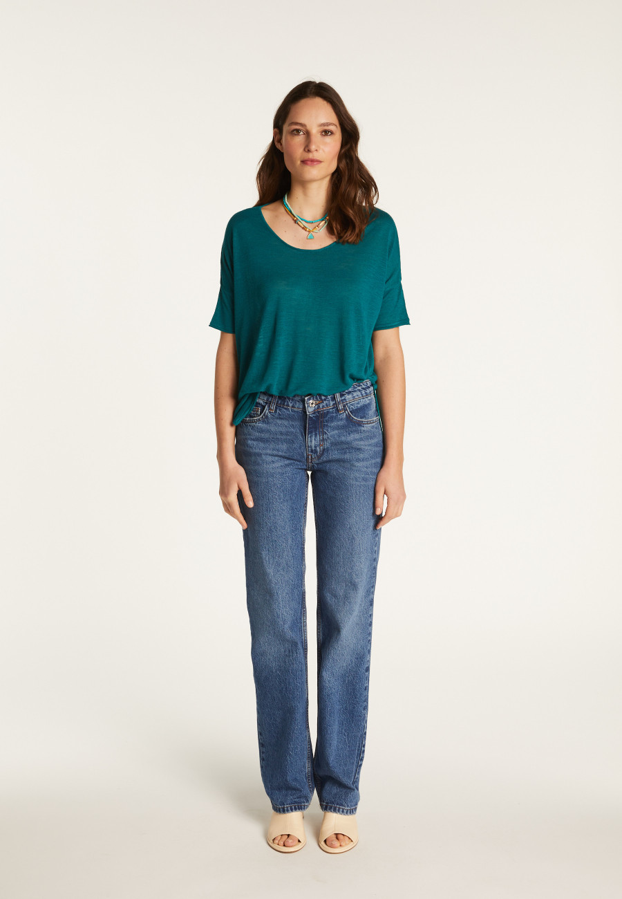 Round neck t-shirt in flamed linen - Béatrice