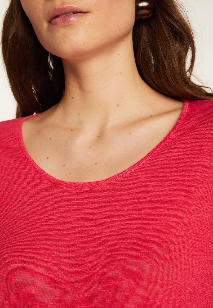 Round neck t-shirt in flamed linen - Béatrice