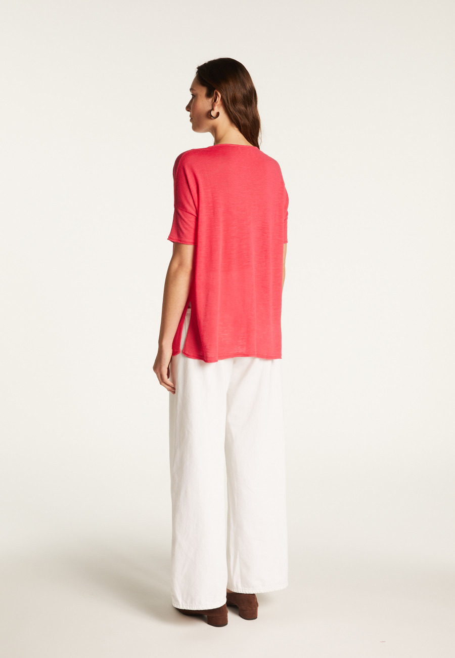Round neck t-shirt in flamed linen - Béatrice