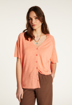 T-shirt à boutons en lin flammé - Lily