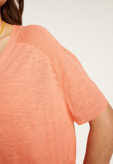 T-shirt à boutons en lin flammé - Lily