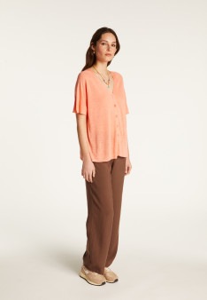 T-shirt à boutons en lin flammé - Lily