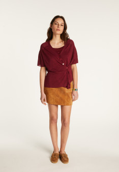 T-shirt à boutons en lin flammé - Lily