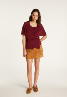 T-shirt à boutons en lin flammé - Lily