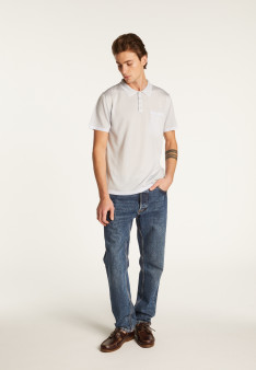 Polo fines rayures Fil Lumière Laurentin 6042 flot - 06 bleu moyen