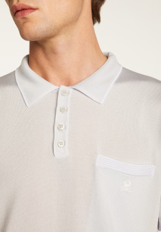 Polo fines rayures Fil Lumière Laurentin 6042 flot - 06 bleu moyen