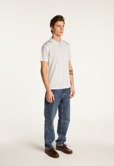 Polo fines rayures Fil Lumière Laurentin 6042 flot - 06 bleu moyen