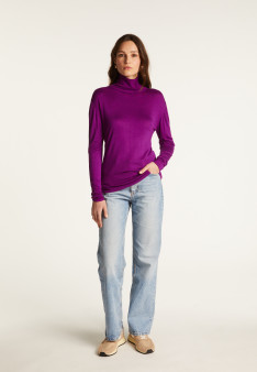 T-shirt col roulé en bambou cachemire fine maille - Aerio