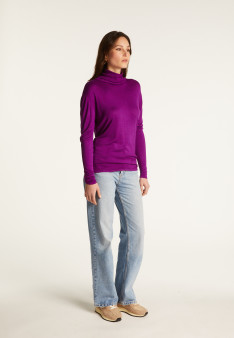 T-shirt col roulé en bambou cachemire fine maille - Aerio