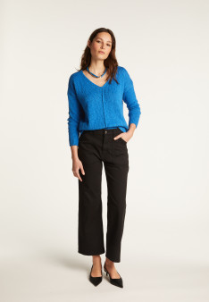 Pull col V en coton et lin - Nathalie