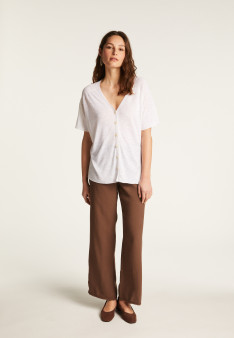 T-shirt à boutons en lin flammé - Lily