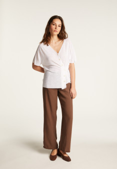T-shirt à boutons en lin flammé - Lily