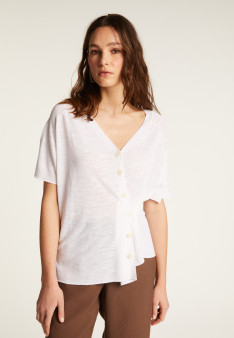 T-shirt à boutons en lin flammé - Lily