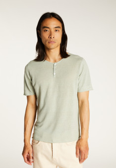 T-shirt col boutonné en lin - Leonce
