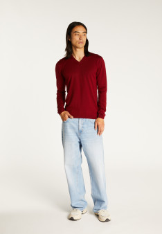 V-neck sweater with logo in merino wool - Elmo