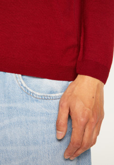 V-neck sweater with logo in merino wool - Elmo
