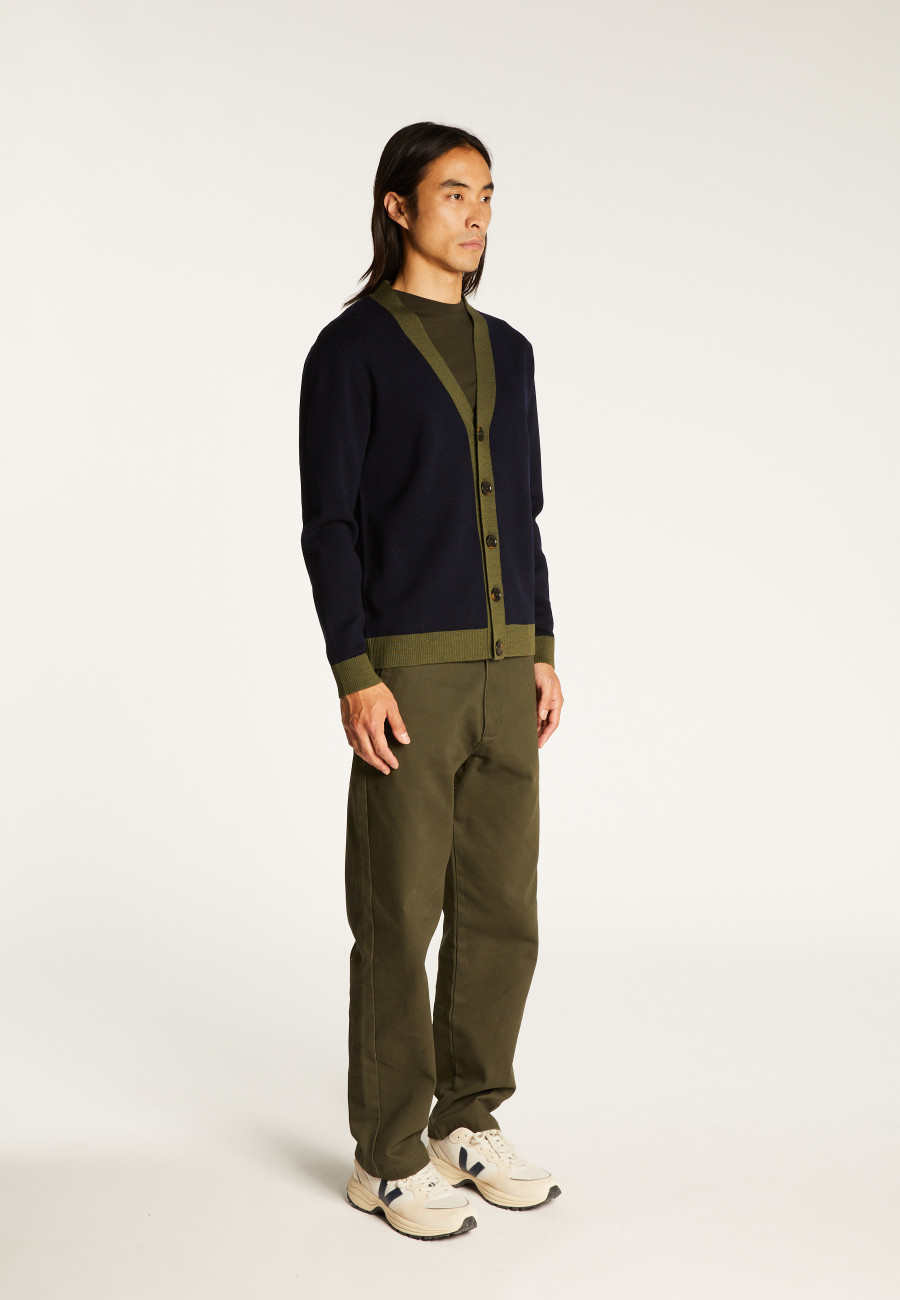 Two-tone merino wool cardigan - Silence