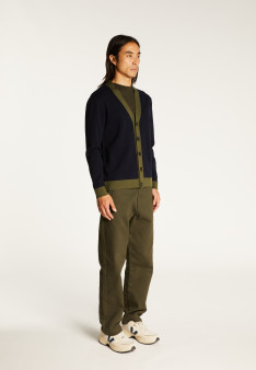 Two-tone merino wool cardigan - Silence