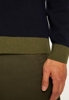 Two-tone merino wool cardigan - Silence