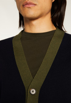 Two-tone merino wool cardigan - Silence