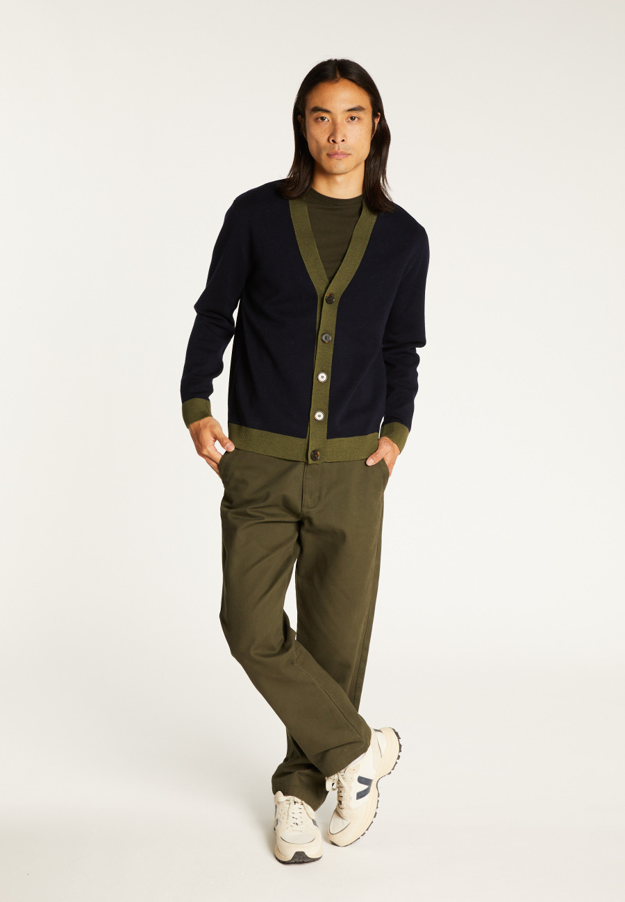Two-tone merino wool cardigan - Silence