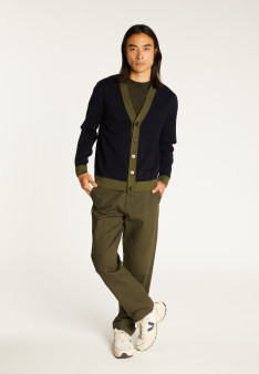 Two-tone merino wool cardigan - Silence