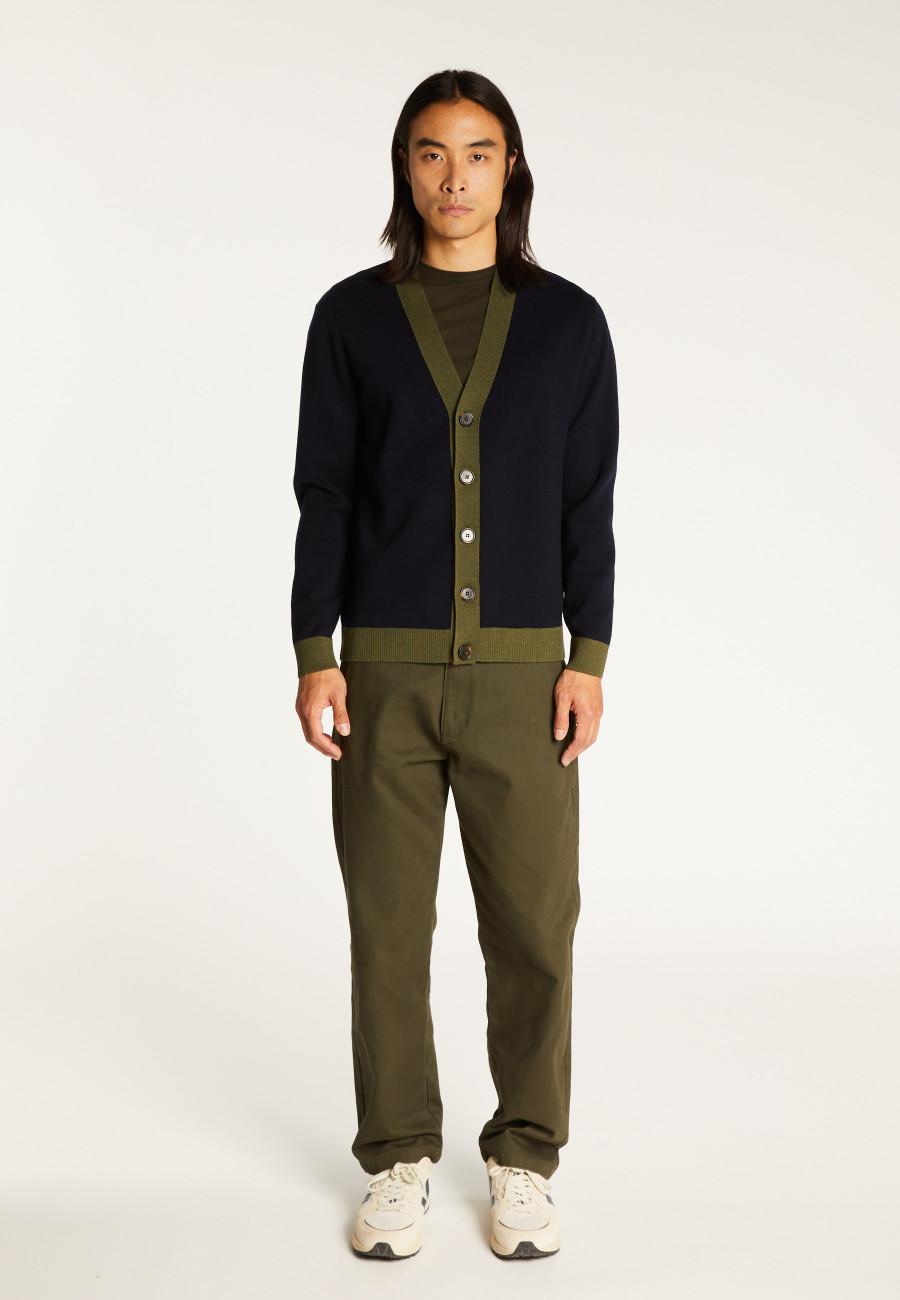Two-tone merino wool cardigan - Silence