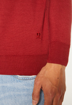 Trucker neck sweater with logo in merino wool - Ryan