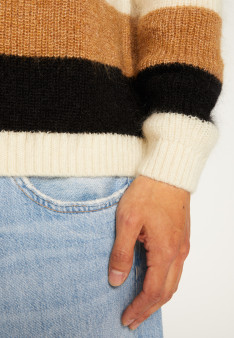 Tricolor striped round-neck mohair sweater - Fox