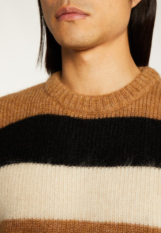 Tricolor striped round-neck mohair sweater - Fox