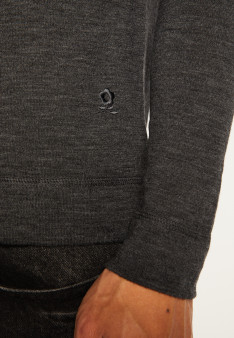 Pull col rond en laine mérinos finitions roulotées - Rythme