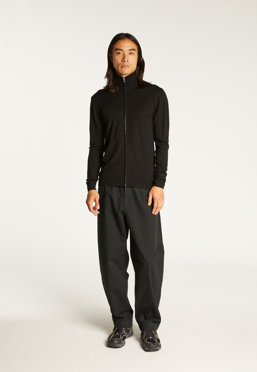 Gilet zippé avec logo en laine mérinos - Estian