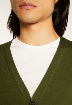Gilet boutonné avec logo en laine mérinos - Etienne