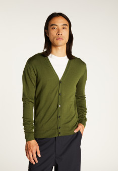 Gilet boutonné avec logo en laine mérinos - Etienne